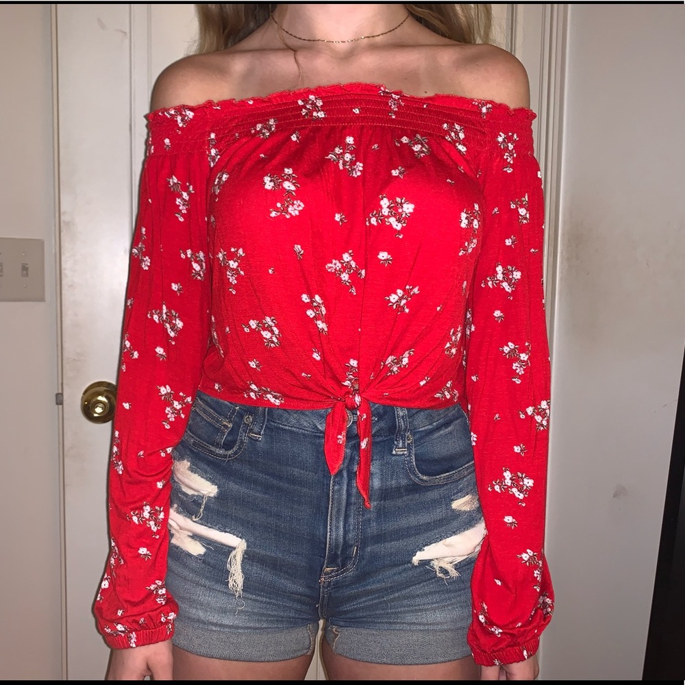 Red off the shoulder top